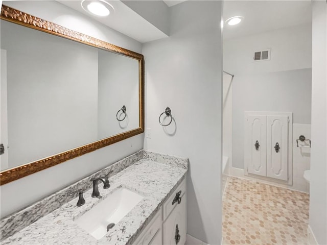 full bath featuring visible vents and vanity