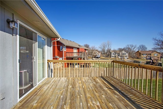 deck with a residential view