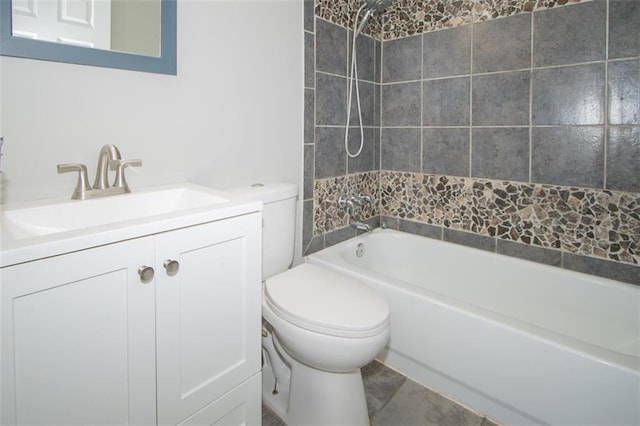 full bathroom featuring tub / shower combination, toilet, and vanity