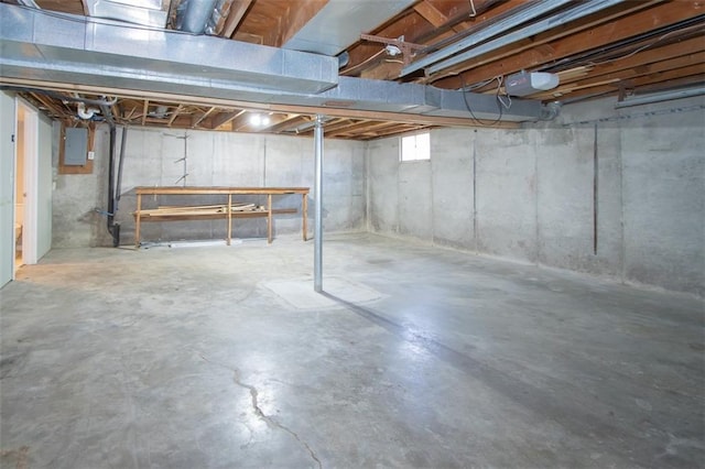 basement with electric panel