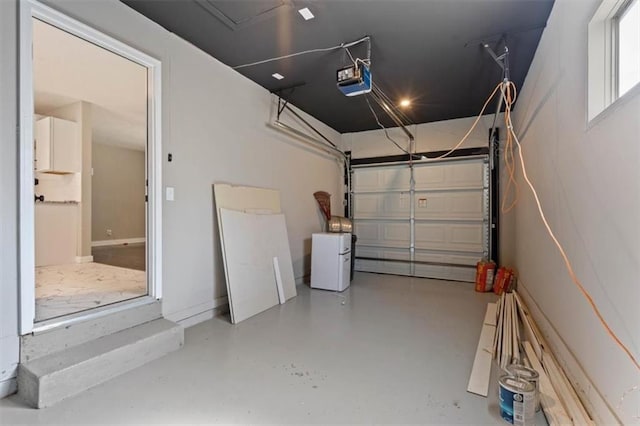 garage with a garage door opener