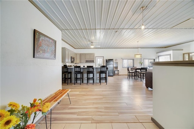 interior space featuring light wood finished floors