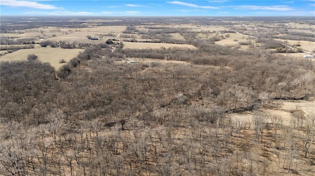 birds eye view of property featuring a rural view