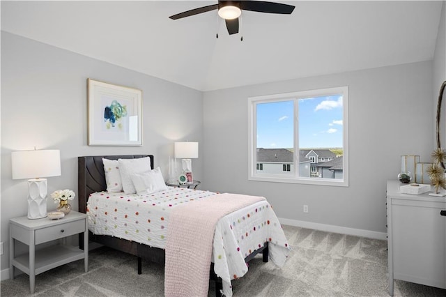 8017 Round Prairie St, Shawnee, KS 66220 - bedroom featuring carpet flooring, lofted ceiling, and ceiling fan