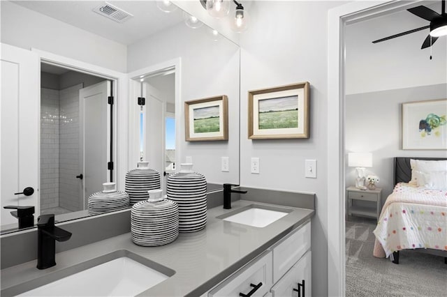 8017 Round Prairie St, Shawnee, KS 66220 - full bathroom featuring ensuite bathroom, double vanity, and a ceiling fan