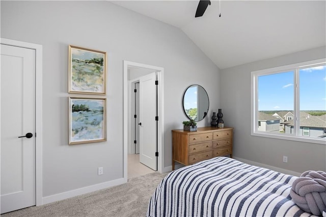 8017 Round Prairie St, Shawnee, KS 66220 - bedroom with vaulted ceiling, light carpet, and ceiling fan