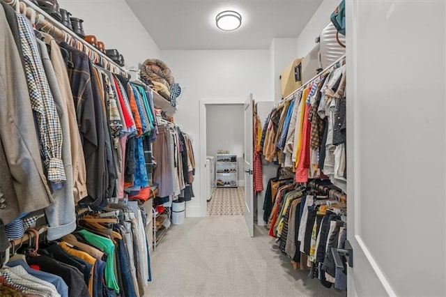 spacious closet featuring carpet flooring