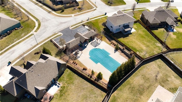 bird's eye view with a residential view