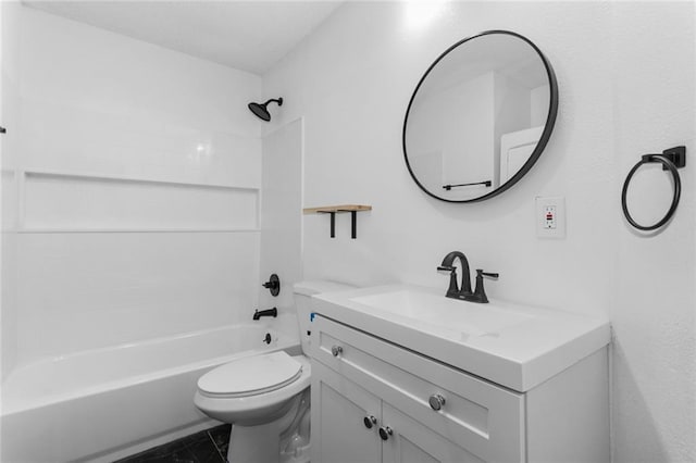 full bathroom featuring vanity, toilet, and shower / bathtub combination