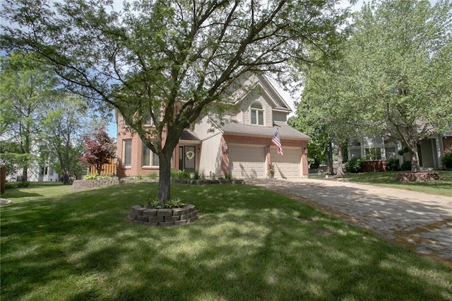 4837 W 121st St, Overland Park, KS 66209 - obstructed view of property featuring asphalt driveway, a garage, and a front yard
