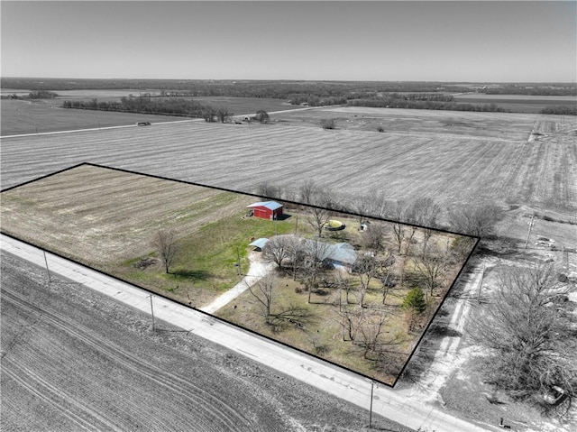 aerial view featuring a rural view