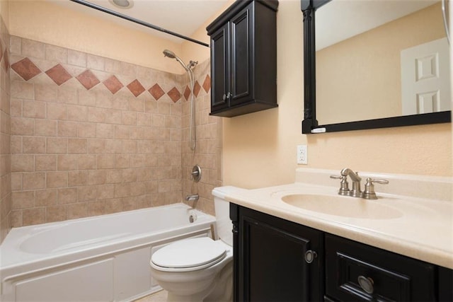 full bathroom with vanity, toilet, and shower / tub combination