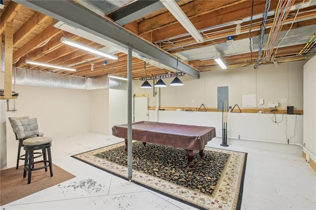 game room featuring concrete flooring and pool table