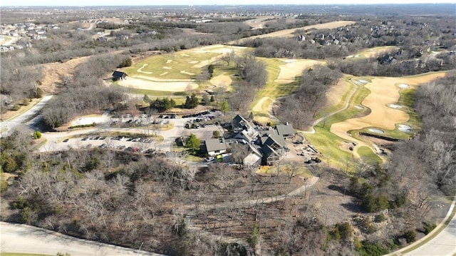 drone / aerial view with view of golf course