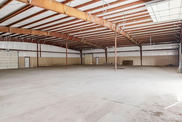 garage with metal wall