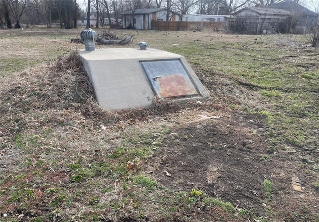 view of entry to storm shelter