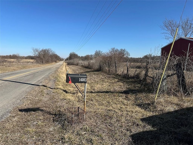 view of road with a rural view