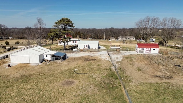 drone / aerial view with a rural view