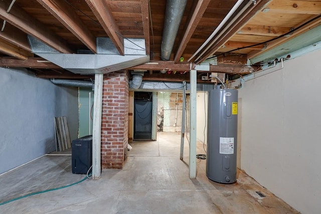 unfinished below grade area with water heater