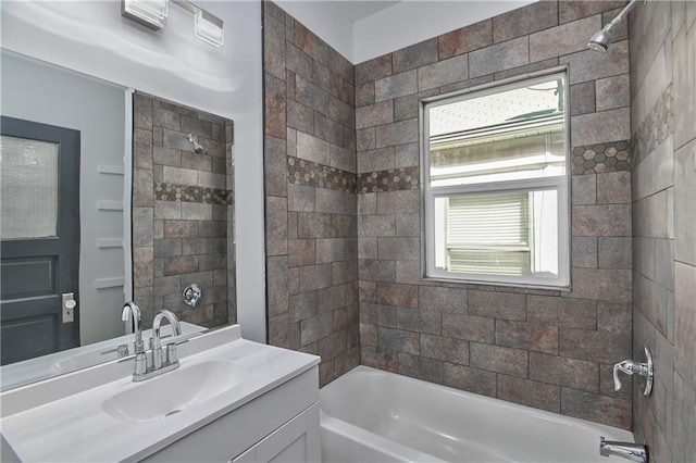 full bath featuring shower / washtub combination and vanity