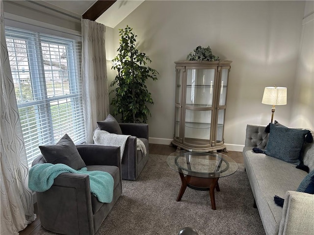 living room featuring baseboards