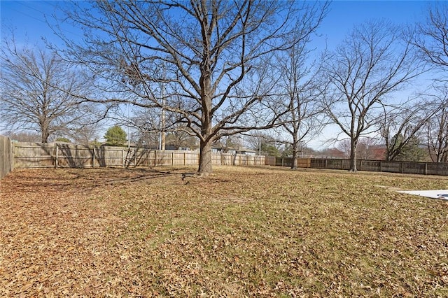 view of yard with a fenced backyard