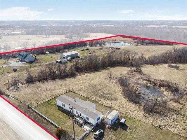 bird's eye view with a rural view