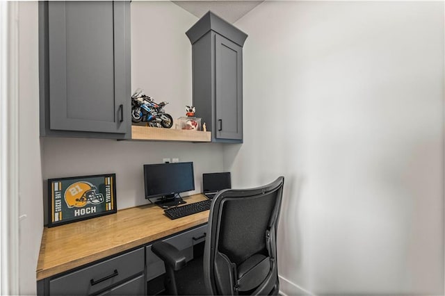 home office featuring built in study area