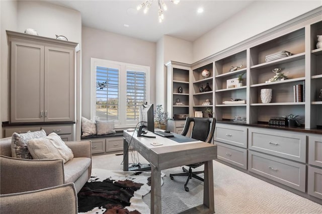 16121 Paradise St, Overland Park, KS 66221 - office area featuring light colored carpet and a chandelier