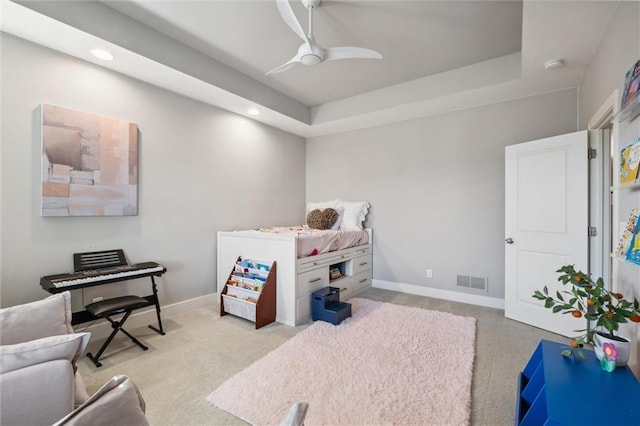 16121 Paradise St, Overland Park, KS 66221 - bedroom with ceiling fan, recessed lighting, and a raised ceiling