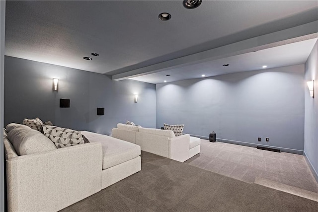 16121 Paradise St, Overland Park, KS 66221 - carpeted home theater room featuring recessed lighting and baseboards