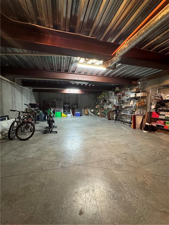 garage with metal wall