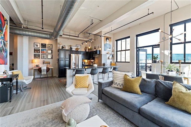 living room with light wood-style flooring