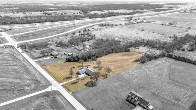 aerial view featuring a rural view