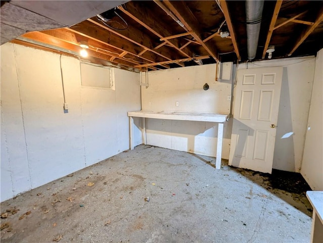 view of unfinished basement