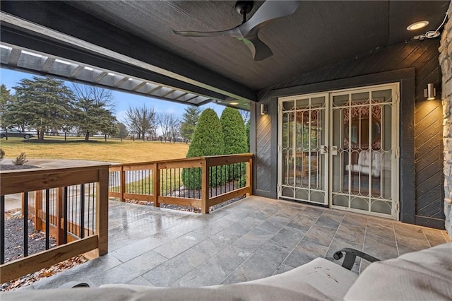 view of patio / terrace featuring a ceiling fan