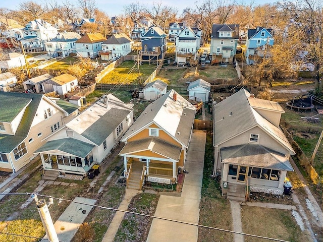 birds eye view of property with a residential view