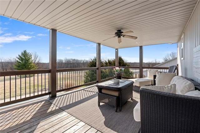 17701 C Hwy, Trimble, MO 64492 - deck featuring an outdoor living space and a ceiling fan