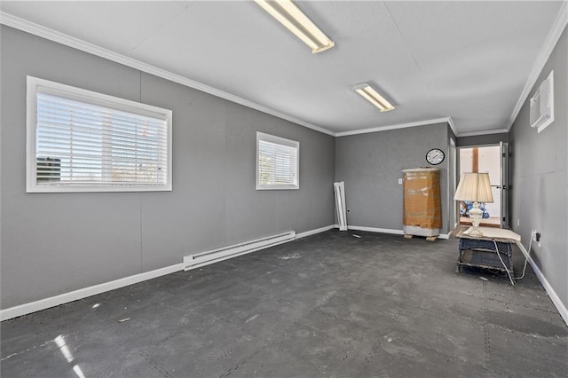 17701 C Hwy, Trimble, MO 64492 - spare room with baseboard heating, ornamental molding, and concrete flooring