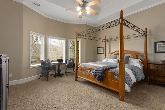 16520 NW 178th St, Platte City, MO 64079 - bedroom with light colored carpet, ornamental molding, and a ceiling fan