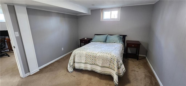 carpeted bedroom featuring baseboards