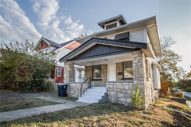 view of front of home featuring covered porch