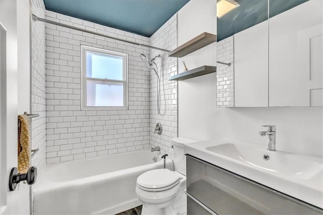 full bath with vanity, toilet, and shower / bathtub combination