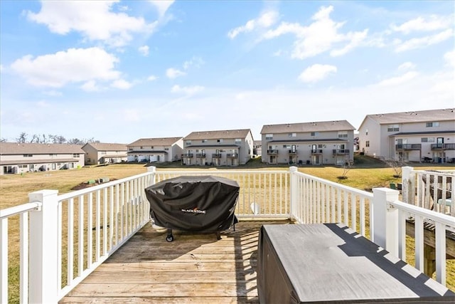 wooden deck with a residential view