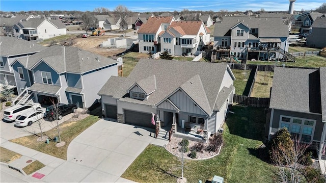 aerial view with a residential view