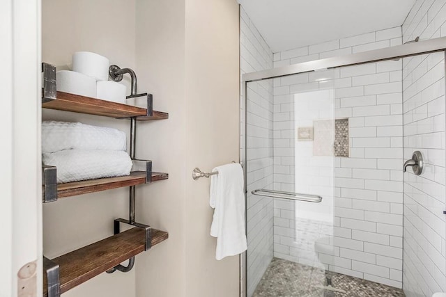 bathroom with a stall shower