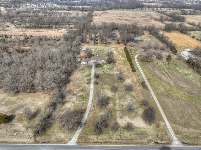 aerial view featuring a rural view