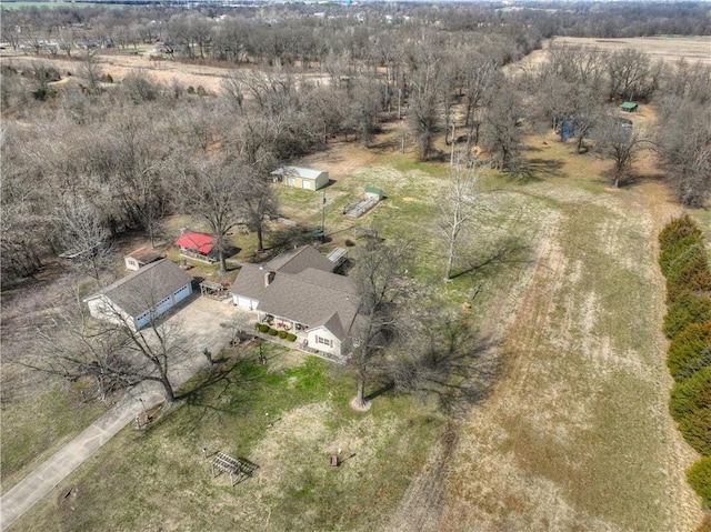 drone / aerial view with a rural view