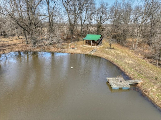 water view with a floating dock