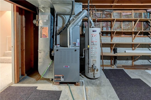 utility room featuring water heater